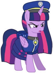 Size: 787x1067 | Tagged: safe, artist:徐詩珮, imported from derpibooru, twilight sparkle, alicorn, pony, series:sprglitemplight diary, series:sprglitemplight life jacket days, series:springshadowdrops diary, series:springshadowdrops life jacket days, alternate universe, angry, base used, chase (paw patrol), clothes, cute, dress, eyelashes, female, hat, mare, paw patrol, paw prints, simple background, solo, transparent background, twilight sparkle (alicorn)