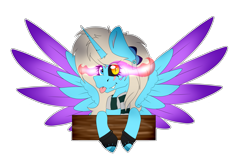 Size: 4329x2757 | Tagged: safe, artist:chazmazda, imported from derpibooru, oc, oc only, oc:charlie gallaxy-starr, alicorn, pony, blonde, blonde hair, bust, clothes, colored, commissions open, feather, flat colors, gloves, horn, lighting, magic, shade, simple background, solo, transparent background, wings