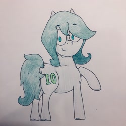 Size: 2048x2048 | Tagged: safe, artist:hrafnkyn, imported from derpibooru, oc, oc only, oc:celcium, earth pony, pony, drawing, photo, solo, traditional art