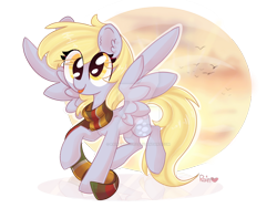 Size: 1024x768 | Tagged: safe, artist:rainartist312, imported from derpibooru, derpy hooves, pegasus, pony, :p, abstract background, clothes, cute, derpabetes, deviantart watermark, ear fluff, female, flying, implied doctor whooves, mare, obtrusive watermark, reflection, scarf, simple background, sky, solo, spread wings, tongue out, transparent background, watermark, wings