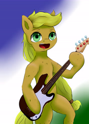 Size: 4530x6320 | Tagged: safe, artist:guatergau5, imported from derpibooru, earth pony, pony, electric guitar, guitar, musical instrument, open mouth