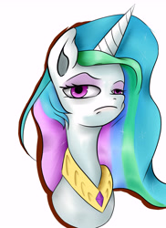 Size: 5600x7700 | Tagged: safe, artist:guatergau5, imported from derpibooru, princess celestia, alicorn, pony, absurd resolution, bust, crown, female, jewelry, mare, regalia, simple background, solo, white background