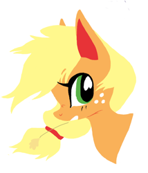 Size: 594x695 | Tagged: safe, artist:sigmapegasi, imported from derpibooru, applejack, pony, bust, cute, female, hatless, jackabetes, lineless, mare, missing accessory, portrait, profile, simple background, solo, straw in mouth, white background