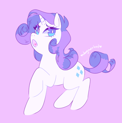 Size: 716x720 | Tagged: safe, artist:dongoverlord, imported from derpibooru, rarity, pony, unicorn, cute, female, heart, mare, open mouth, purple background, raribetes, simple background, solo