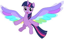 Size: 8044x4931 | Tagged: safe, artist:andoanimalia, imported from derpibooru, twilight sparkle, alicorn, pony, rainbow roadtrip, colored wings, cute, female, multicolored wings, rainbow wings, show accurate, simple background, smiling, solo, transparent background, twiabetes, twilight sparkle (alicorn), vector, wing bling, wings