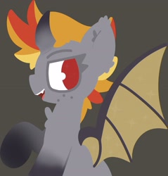 Size: 2622x2744 | Tagged: safe, artist:moonydusk, imported from derpibooru, oc, oc only, oc:luminous dunes, alicorn, bat pony, bat pony alicorn, pony, alicorn oc, bat wings, burning mare, freckles, gray background, horn, simple background, solo, wings