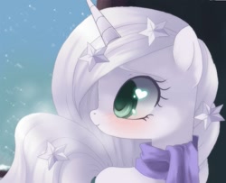 Size: 739x601 | Tagged: safe, artist:loyaldis, imported from derpibooru, princess silver swirl, unicorn, clothes, g2, g2 to g4, g4, generation leap, heart eyes, scarf, wingding eyes