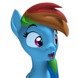 Size: 2000x2000 | Tagged: safe, artist:psfmer, imported from derpibooru, rainbow dash, pony, 3d, emote, faic, female, meme, open mouth, pogchamp, ponified meme, revamped ponies, simple background, solo, source filmmaker, transparent background