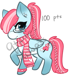 Size: 551x600 | Tagged: safe, artist:qtpie-adopts, imported from derpibooru, oc, oc only, pegasus, pony, base used, braid, braided tail, clothes, glasses, heart, pegasus oc, scarf, solo, wings