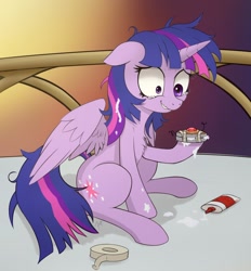 Size: 900x970 | Tagged: safe, artist:zetamad, imported from derpibooru, twilight sparkle, alicorn, pony, between dark and dawn, atg 2019, chest fluff, crying, desperate, faic, female, floppy ears, frustrated, glue, jewelry, mare, messy mane, newbie artist training grounds, solo, tape, teary eyes, twilight snapple, twilight sparkle (alicorn)