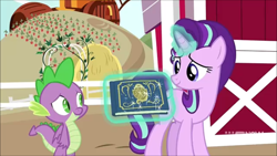 Size: 704x396 | Tagged: safe, imported from derpibooru, screencap, spike, starlight glimmer, harvesting memories, spoiler:harvesting memories, book, magic, sweet apple acres