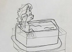 Size: 750x550 | Tagged: safe, artist:whistle blossom, imported from derpibooru, king sombra, bath, bathtub, colt, colt sombra, curved horn, cute, eyes closed, foal, horn, lineart, male, monochrome, simple background, sketch, smiling, solo, sombradorable, traditional art, water, wet, white background, younger