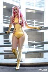 Size: 3650x5475 | Tagged: safe, artist:raspbearyart, artist:sweetmaracosplay, imported from derpibooru, fluttershy, human, clothes, cosplay, costume, evening gloves, gloves, irl, irl human, leotard, long gloves, photo