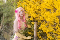 Size: 1080x720 | Tagged: safe, artist:raspbearyart, artist:sweetmaracosplay, imported from derpibooru, fluttershy, human, clothes, cosplay, costume, evening gloves, gloves, irl, irl human, leotard, long gloves, photo