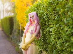 Size: 1080x802 | Tagged: safe, artist:raspbearyart, artist:sweetmaracosplay, imported from derpibooru, fluttershy, human, clothes, cosplay, costume, cute, evening gloves, gloves, irl, irl human, leotard, long gloves, photo, shyabetes