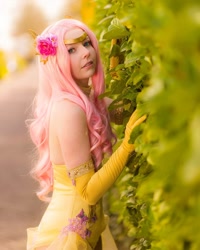 Size: 1080x1350 | Tagged: safe, artist:raspbearyart, artist:sweetmaracosplay, imported from derpibooru, fluttershy, human, clothes, cosplay, costume, evening gloves, gloves, irl, irl human, long gloves, looking at you, photo