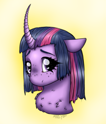 Size: 1011x1177 | Tagged: safe, artist:mikeyboo, imported from derpibooru, twilight sparkle, alicorn, pony, curved horn, female, horn, solo, twilight sparkle (alicorn)