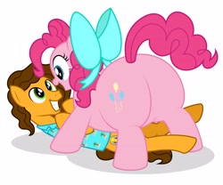 Size: 3975x3300 | Tagged: safe, artist:aleximusprime, imported from derpibooru, cheese sandwich, pinkie pie, flurry heart's story, balloonbutt, bow, butt, cheesepie, digital art, fat, female, hair bow, male, plot, pudgy pie, shipping, straight