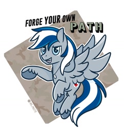 Size: 1280x1323 | Tagged: safe, artist:redpalette, imported from derpibooru, oc, pegasus, dog tags, flying, male, motivation, smiling, stallion