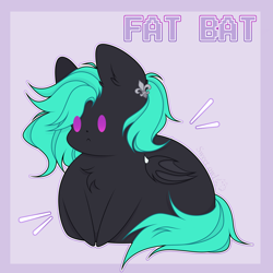 Size: 3000x3000 | Tagged: safe, artist:sweetowl, imported from derpibooru, oc, oc only, oc:moonlight requiem, bat pony, pony, :<, belly, big belly, commission, fat, female, mare, obese, simple background, solo, squishy, ych result