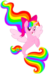 Size: 1920x2911 | Tagged: safe, artist:ra1nb0wk1tty, artist:ra1nb0wk1tty101, imported from derpibooru, oc, oc only, oc:rainbow kitty, alicorn, pony, sea pony, seapony (g4), my little pony: the movie, spoiler:my little pony the movie, bow, fin wings, fins, hair bow, seaponified, simple background, solo, species swap, transparent background, wings