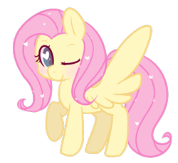 Size: 673x619 | Tagged: safe, artist:pegacornss, imported from derpibooru, fluttershy, pegasus, pony, cute, female, heart, heart eyes, mare, one eye closed, raised hoof, shyabetes, simple background, smiling, solo, spread wings, standing, transparent background, wingding eyes, wings, wink