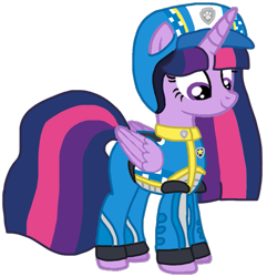 Size: 987x1022 | Tagged: safe, artist:徐詩珮, imported from derpibooru, twilight sparkle, alicorn, pony, series:sprglitemplight diary, series:sprglitemplight life jacket days, series:springshadowdrops diary, series:springshadowdrops life jacket days, alternate universe, base used, chase (paw patrol), clothes, cute, eyelashes, female, helmet, mare, paw patrol, paw prints, really race rescue, simple background, smiling, solo, transparent background, twilight sparkle (alicorn)