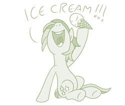 Size: 496x423 | Tagged: safe, artist:sintakhra, imported from derpibooru, sandbar, pony, tumblr:studentsix, caption, cropped, cute, food, hoof hold, ice cream, image macro, male, open mouth, raised hoof, sandabetes, sitting, solo, text, yelling