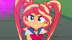 Size: 4000x2250 | Tagged: safe, artist:orin331, imported from derpibooru, sunset shimmer, equestria girls, anime, clothes, clothes swap, crossover, female, high res, magical girl, meme, pigtails, sailor moon, sailor moon redraw meme, serena tsukino, solo, tsukino usagi, twintails