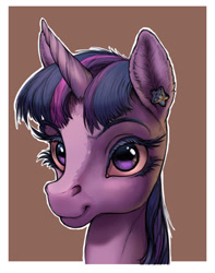 Size: 500x633 | Tagged: safe, artist:gor1ck, imported from derpibooru, twilight sparkle, pony, bust, ear fluff, ear piercing, earring, female, jewelry, mare, piercing, portrait, realistic, solo