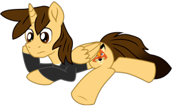 Size: 8039x5013 | Tagged: safe, artist:ejlightning007arts, imported from derpibooru, oc, oc only, oc:ej, alicorn, pony, alicorn oc, clothes, horn, lying down, male, shirt, simple background, solo, stallion, transparent background, vector, wings