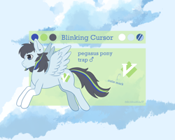 Size: 2500x2000 | Tagged: safe, artist:nekoshanka, imported from derpibooru, oc, oc only, oc:blinking cursor, pegasus, pony, coat markings, cute, male, reference sheet, socks (coat marking), socks (coat markings), solo, trap