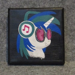 Size: 1024x1024 | Tagged: safe, artist:malte279, imported from derpibooru, dj pon-3, vinyl scratch, acrylic painting, bust, portrait, traditional art