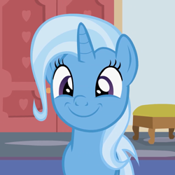 Size: 1080x1080 | Tagged: safe, artist:agrol, imported from derpibooru, trixie, pony, unicorn, headmare of the school, cute, daaaaaaaaaaaw, diatrixes, female, smiling, solo