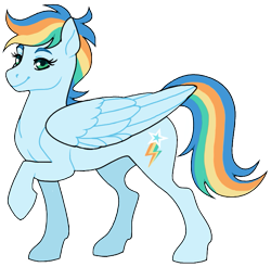 Size: 733x721 | Tagged: safe, artist:trippinmars, imported from derpibooru, oc, oc only, oc:star bolt, pegasus, pony, female, mare, offspring, parent:rainbow dash, parent:soarin', parents:soarindash, simple background, solo, transparent background