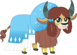 Size: 2090x1500 | Tagged: safe, artist:cloudy glow, artist:cloudyglow, imported from derpibooru, yona, yak, cloudyglowverse, alternate universe, clothes, cloven hooves, cute, dress, female, monkey swings, older, older yona, simple background, smiling, solo, transparent background, yonadorable