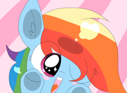 Size: 1100x800 | Tagged: safe, artist:dddreamdraw, imported from derpibooru, rainbow dash, pegasus, blushing, cute, dashabetes, one eye closed, open mouth, solo