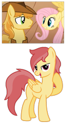 Size: 707x1316 | Tagged: safe, artist:florastarr, imported from derpibooru, braeburn, fluttershy, oc, braeshy, female, male, offspring, parent:braeburn, parent:fluttershy, parents:braeshy, shipping, simple background, straight, transparent background