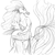 Size: 1772x1772 | Tagged: safe, artist:sourcherry, imported from derpibooru, oc, oc only, siren, fallout equestria, lineart, monochrome, mutant manual, siren oc, sitting, smiling, smiling at you, solo, wip