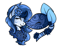 Size: 600x500 | Tagged: safe, artist:edgar-allan-h0e, imported from derpibooru, oc, oc only, monster pony, original species, piranha plant pony, plant pony, augmented tail, bust, chest fluff, commission, eyes closed, flower, flower in hair, plant, simple background, smiling, tongue out, transparent background, ych result