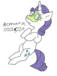 Size: 722x949 | Tagged: safe, artist:cmara, imported from derpibooru, rarity, pony, unicorn, cucumber, female, food, mare, mud mask, solo, spa, traditional art