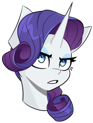 Size: 600x792 | Tagged: safe, artist:pointdelta, imported from derpibooru, rarity, pony, unicorn, bust, female, frown, lidded eyes, mare, portrait, redraw, simple background, solo, transparent background