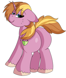 Size: 824x970 | Tagged: safe, artist:rainbowtashie, imported from derpibooru, big macintosh, shining armor, oc, oc only, oc:home defence, earth pony, pony, unicorn, butt, commissioner:bigonionbean, cutie mark, extra thicc, flank, fusion, fusion:big macintosh, fusion:home defence, fusion:shining armor, male, parent:big macintosh, parent:shining armor, plot, simple background, stallion, the ass was fat, thicc ass, transparent background, writer:bigonionbean