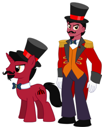 Size: 1920x2374 | Tagged: safe, artist:shadymeadow, imported from derpibooru, oc, oc:twisted circus, pony, unicorn, equestria girls, equestria girls-ified, facial hair, hat, male, moustache, oc villain, simple background, stallion, top hat, transparent background