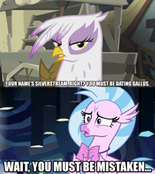 Size: 1280x1440 | Tagged: safe, edit, edited screencap, editor:jaredking203, imported from derpibooru, screencap, gilda, silverstream, griffon, hippogriff, the lost treasure of griffonstone, what lies beneath, caption, female, image macro, meme, text