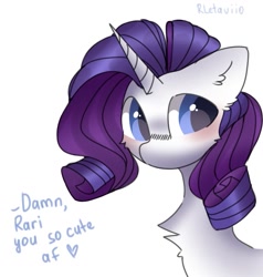 Size: 1029x1080 | Tagged: safe, artist:reonletaviio, imported from derpibooru, rarity, pony, unicorn, blushing, cheek fluff, chest fluff, cute, ear fluff, female, raribetes, simple background, solo, white background