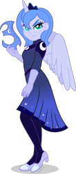 Size: 1641x3722 | Tagged: safe, artist:limedazzle, imported from derpibooru, princess luna, equestria girls, clothes, dress, female, horn, mask, nightmare luna, s1 luna, show accurate, simple background, solo, transparent background, wings, younger