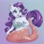 Size: 1920x1920 | Tagged: safe, artist:faline-art, imported from derpibooru, rarity, anthro, cat, mermaid, catified, cute, female, horn, mermaidized, mermarity, raricat, solo, species swap, what has magic done