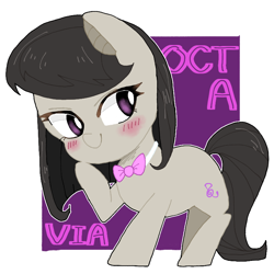 Size: 768x768 | Tagged: safe, artist:destroyer_aky, imported from derpibooru, octavia melody, earth pony, pony, abstract background, blushing, chibi, cute, female, mare, pixiv, solo, tavibetes