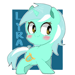 Size: 768x768 | Tagged: safe, artist:destroyer_aky, imported from derpibooru, lyra heartstrings, pony, unicorn, abstract background, blushing, chibi, cute, female, lyrabetes, mare, pixiv, solo